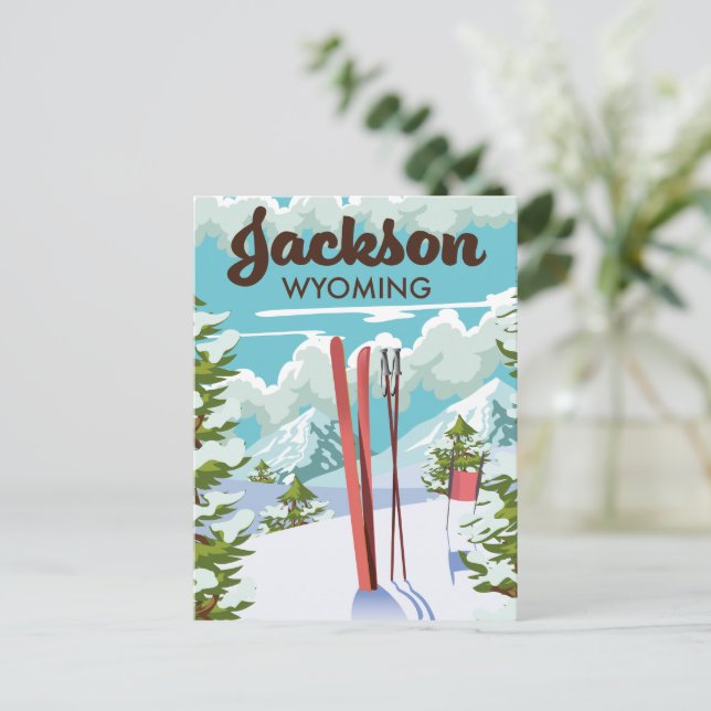 Jackson Wyoming Skipposter Postkarte (Stehend Vorderseite)
