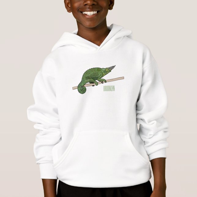 Jacksons Chamäleon-Cartoon-Abbildung Hoodie (Vorderseite)