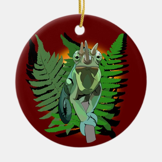 Jackson's Chameleon  Keramik Ornament (Vorne)