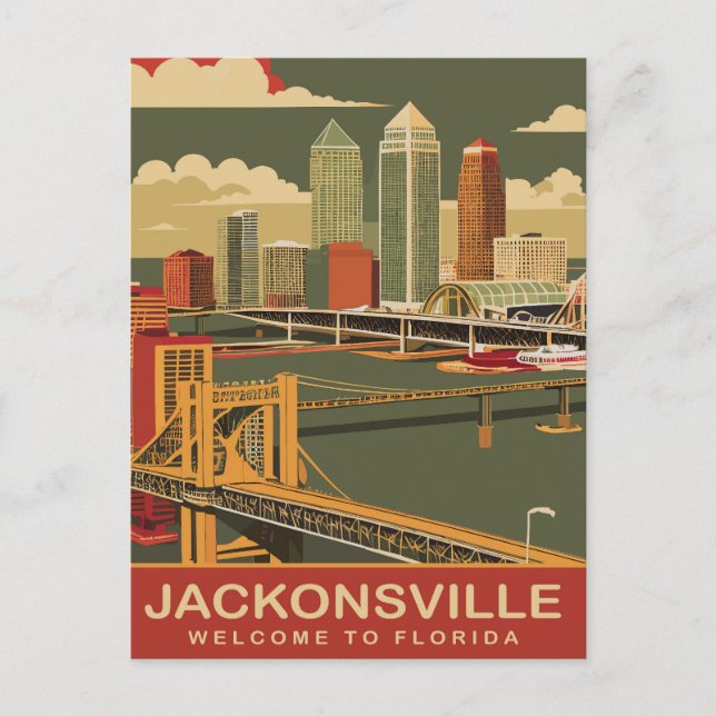 Jacksonville, Atlantikküste, Reisen Postkarte (Vorderseite)