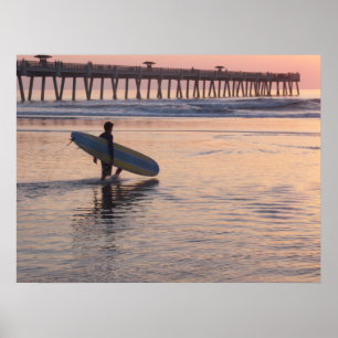 Jacksonville Beach, Florida - Surfen Poster