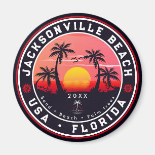 Jacksonville Beach Florida tropisches Retro Sunset Magnet