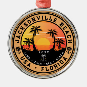 Jacksonville Beach Florida tropisches Retro Sunset Ornament Aus Metall