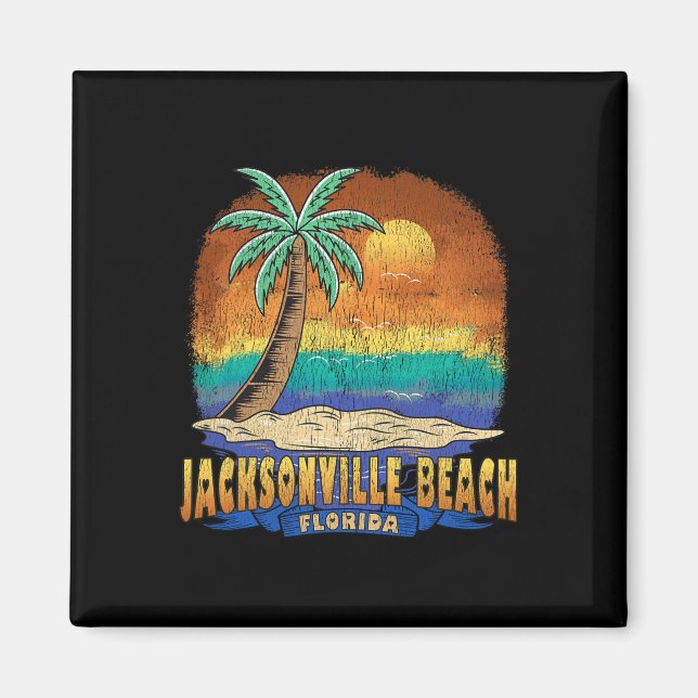 Jacksonville Beach Florida Vintag Distressive Souv Magnet (Vorne)