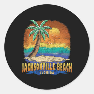 Jacksonville Beach Florida Vintag Distressive Souv Runder Aufkleber