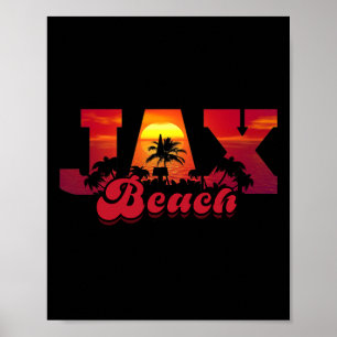 Jacksonville Beach Vacation Florida Sunset Palm Ja Poster