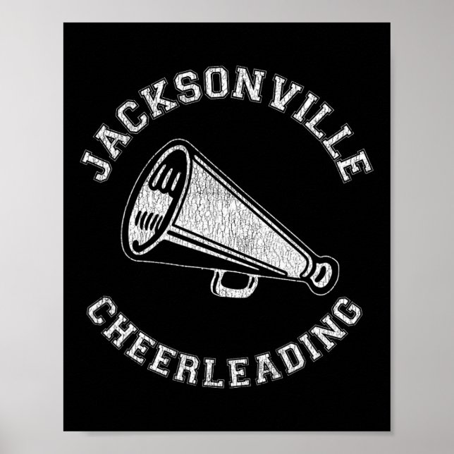 Jacksonville Cheer Distressed Retro 90er Cheerlead Poster (Vorne)