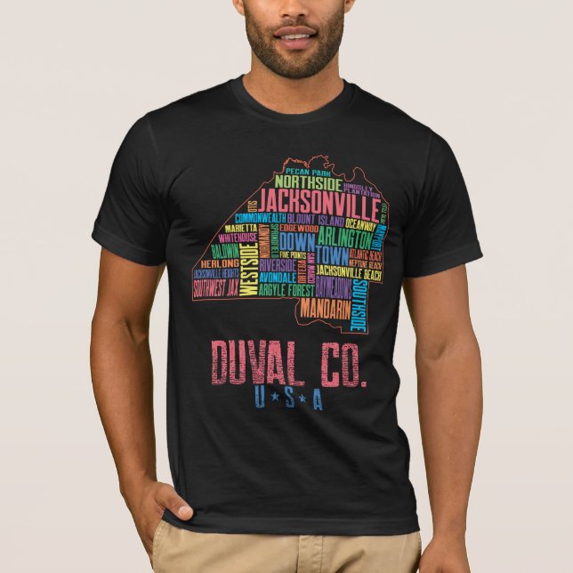 Jacksonville Duval Landkreis Florida USA Karte T-Shirt (Vorderseite)