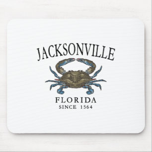 Jacksonville Fl Blue Crab Seit 1564 Arched Black Mousepad
