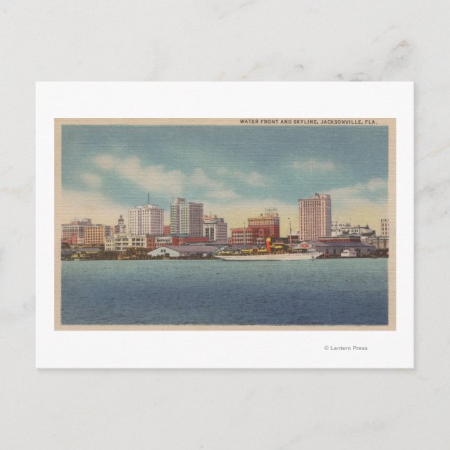Jacksonville, FL - View Water Front & Skyline Postkarte (Vorderseite)