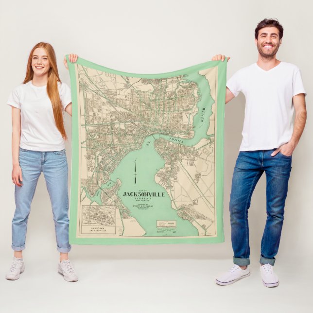 Jacksonville FL Vintage Karte  Fleecedecke (Beispiel)