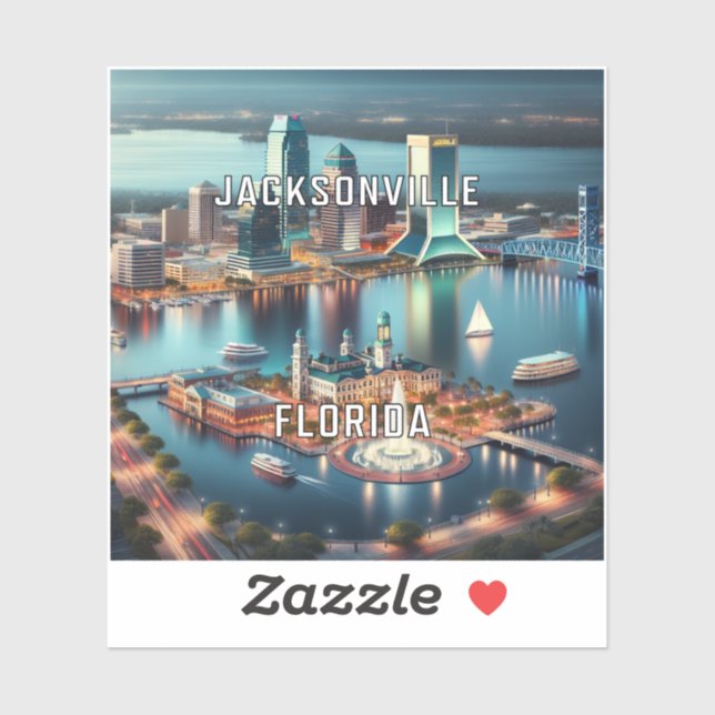 Jacksonville Florida 3 Inch Vinyl Sticker (Blatt)