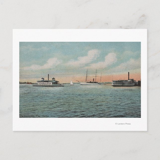 Jacksonville, Florida - Aussicht auf Hafen mit Boo Postkarte (Vorderseite)