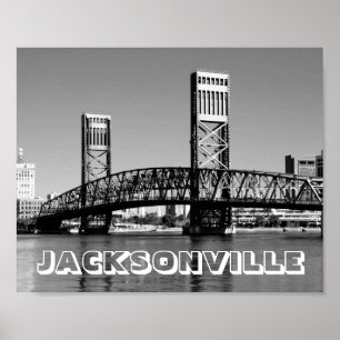 Jacksonville Florida Bridge Schwarz-Weiß-Foto Poster