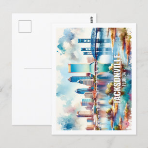 Jacksonville Florida Famous Travel Water Color Postkarte