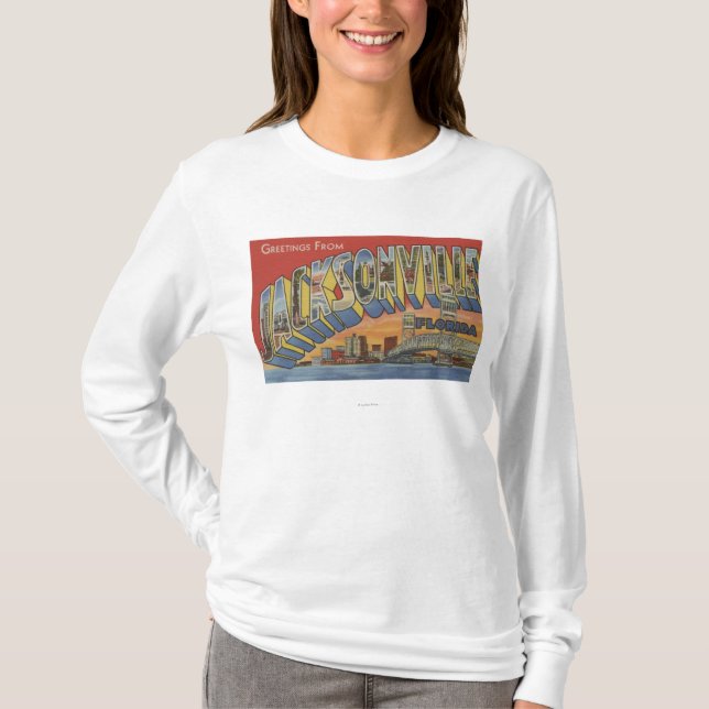 Jacksonville, Florida - große Buchstabe-Szenen T-Shirt (Vorderseite)