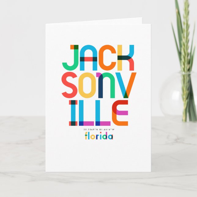 Jacksonville Florida Mid Century, Pop Art, Karte (Vorderseite)