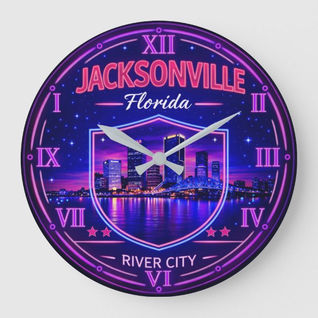 Jacksonville Florida Riverfront  Große Wanduhr (Vorderseite)