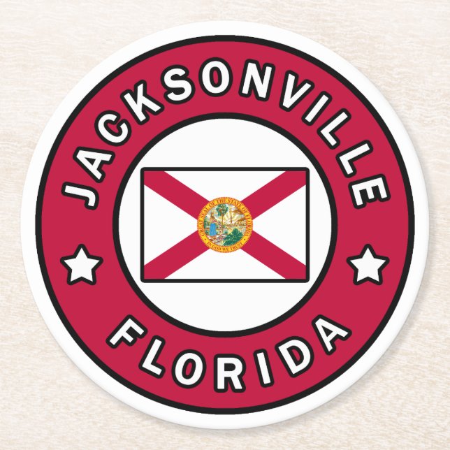 Jacksonville Florida Runder Pappuntersetzer (Vorderseite)