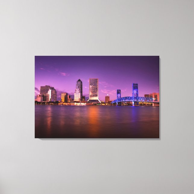 Jacksonville Florida Skyline bei Nacht Leinwanddruck (Vorderseite)
