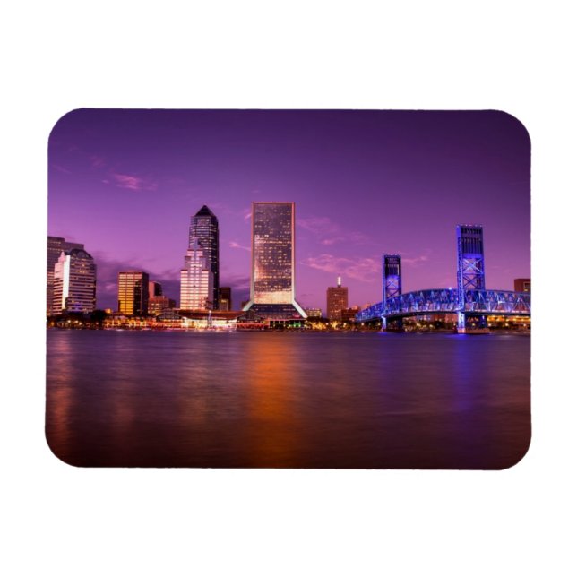 Jacksonville Florida Skyline bei Nacht Magnet (Horizontal)