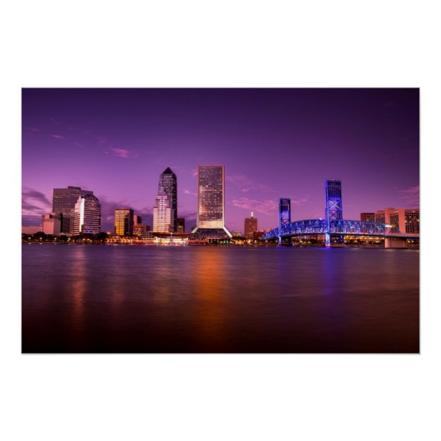 Jacksonville Florida Skyline bei Nacht Poster (Vorderseite)