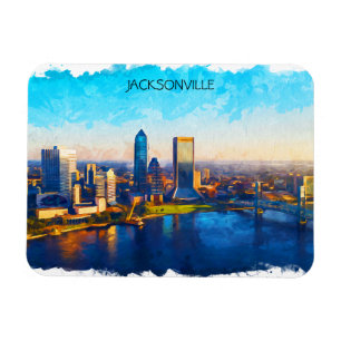 Jacksonville Florida Skyline Panorama View Magnet