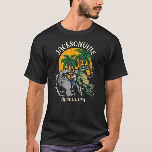 Jacksonville Florida USA Funny Manatee and Alligat T-Shirt (Vorderseite)