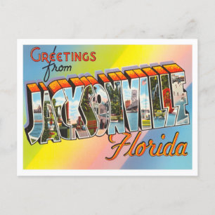 Jacksonville, Florida Vintag Big Letters Postcard Postkarte