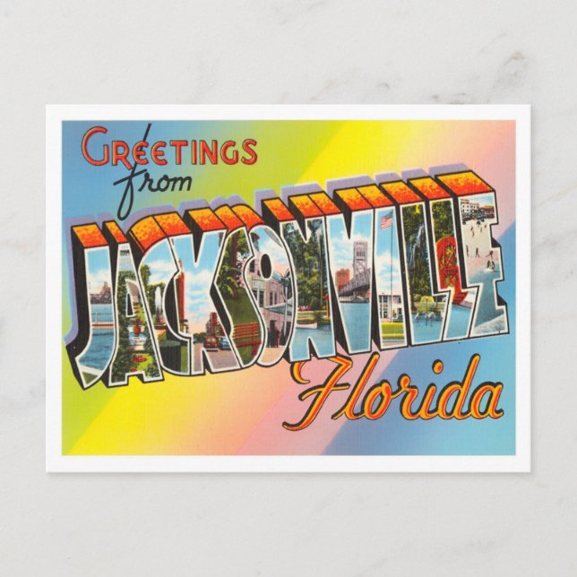Jacksonville, Florida Vintag Big Letters Postcard Postkarte (Vorderseite)