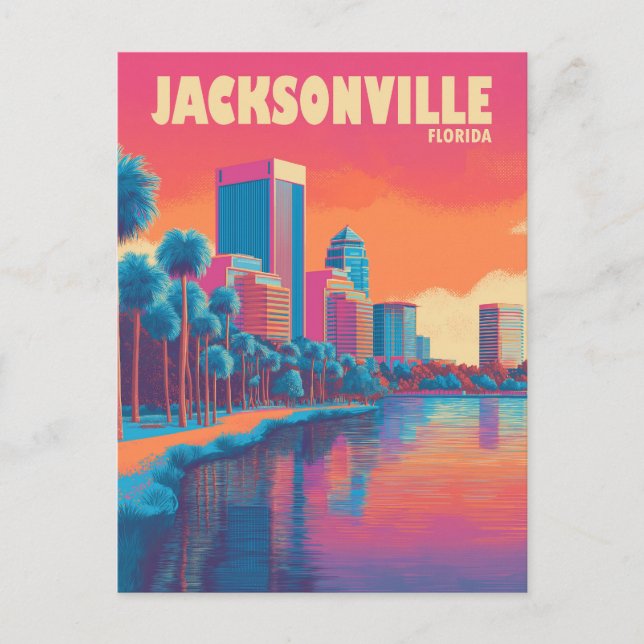 Jacksonville Florida Vintage Reise Postkarte (Vorderseite)