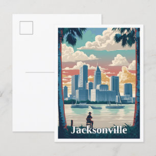 Jacksonville Florida Vintage-Reiseillustration Postkarte