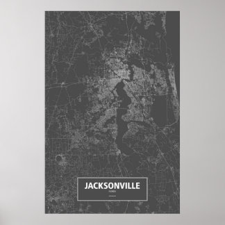 Jacksonville, Florida (weiß auf Schwarzem) Poster
