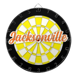 Jacksonville Orange Text Gelb Weiß Dartscheibe