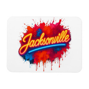 Jacksonville Retro Neon Street Art Design Magnet