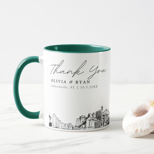 Jacksonville Skizze Einfache Benutzerdefinierte Ho Tasse (Mit Donut)