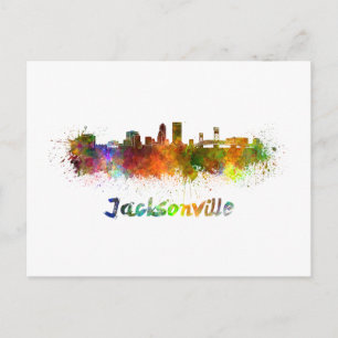 Jacksonville skyline im Watercolor Postkarte