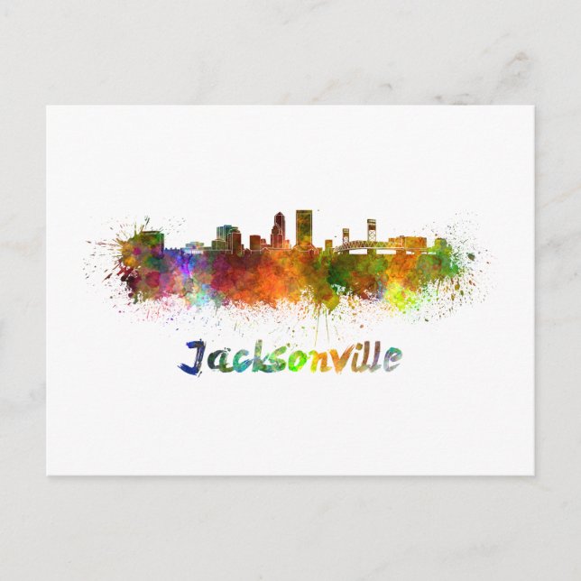 Jacksonville skyline im Watercolor Postkarte (Vorderseite)
