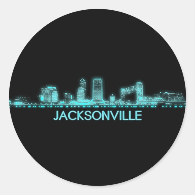 Jacksonville Skyline Runder Aufkleber (Vorderseite)