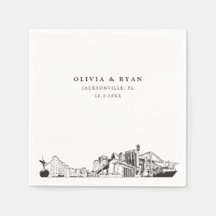 Jacksonville Skyline Wedding Paper Cocktail Napkin Serviette