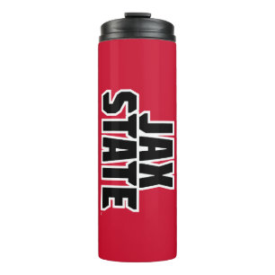 Jacksonville Staat University JAX STAAT Bold Text Thermosbecher