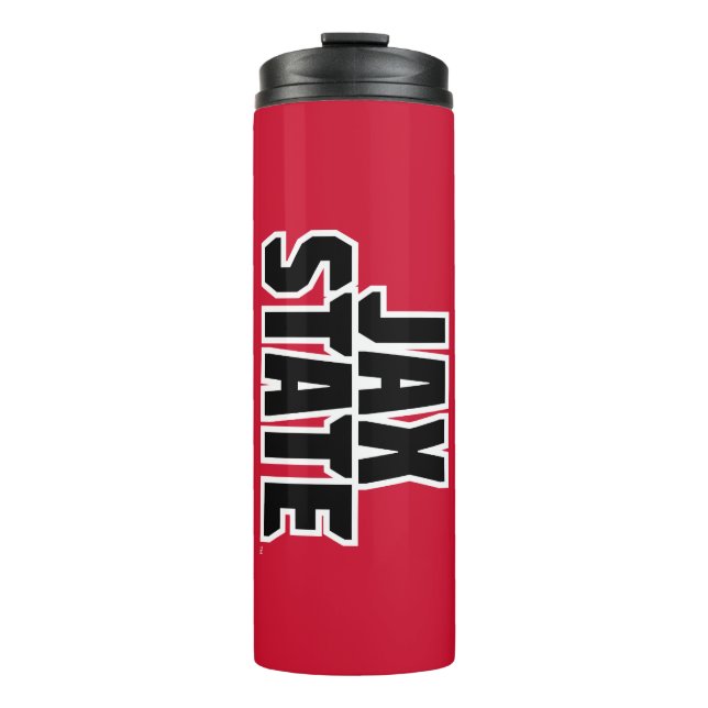 Jacksonville Staat University JAX STAAT Bold Text Thermosbecher (Vorderseite)