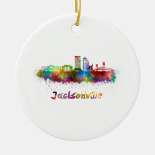 Jacksonville V2 Skyline in Aquarellfarbe Keramikornament