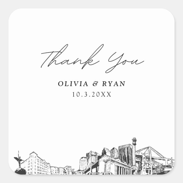 Jacksonville Wedding Sehenswürdigkeiten Vielen Dan Quadratischer Aufkleber (Vorderseite)