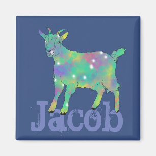 Jacob Add Name Colourful Sparkle Goat Animal Art Magnet