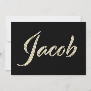 Jacob Name white gold Handwriting Karte