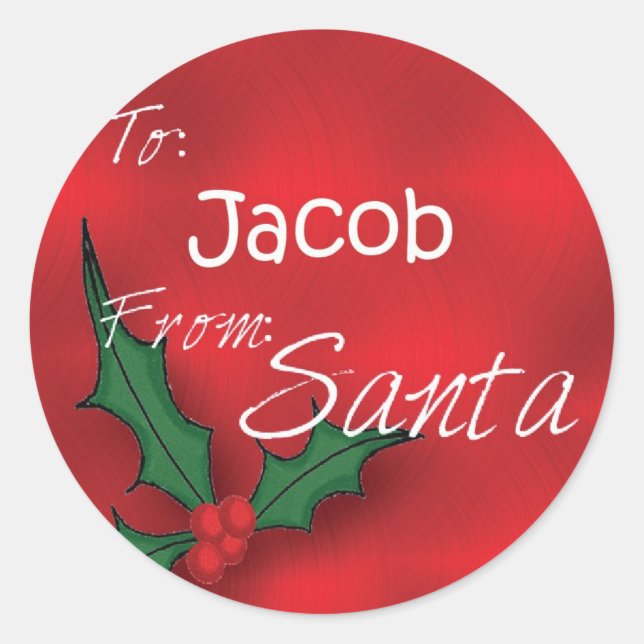 Jacob Personalisiert Holly Label62 Runder Aufkleber (Vorderseite)