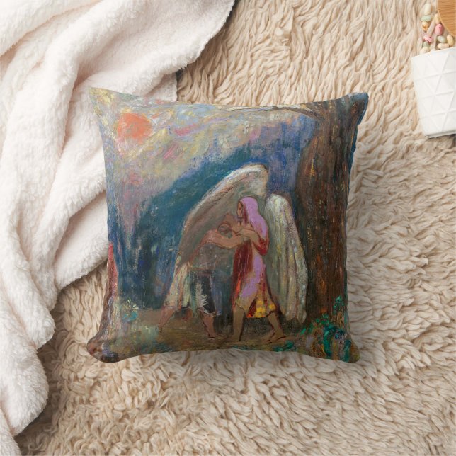 Jacob und der Engel | Odilon Redon | Kissen (Decke)