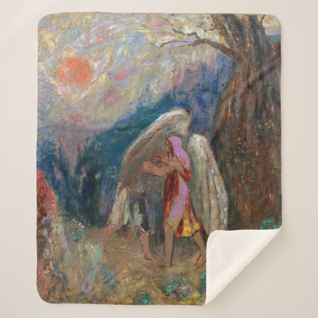 Jacob und der Engel | Odilon Redon | Sherpadecke (Vorderseite)