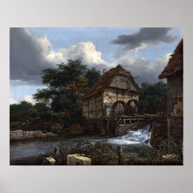 Jacob van Ruisdael Two Watermills Poster (Vorne)